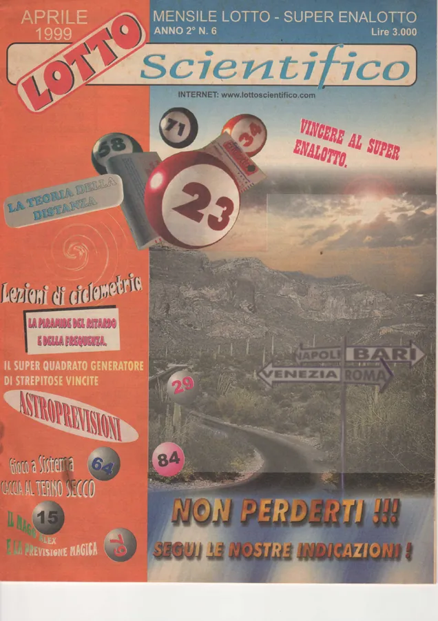 Copertina della rivista Lotto Scientifico di aprile 1999